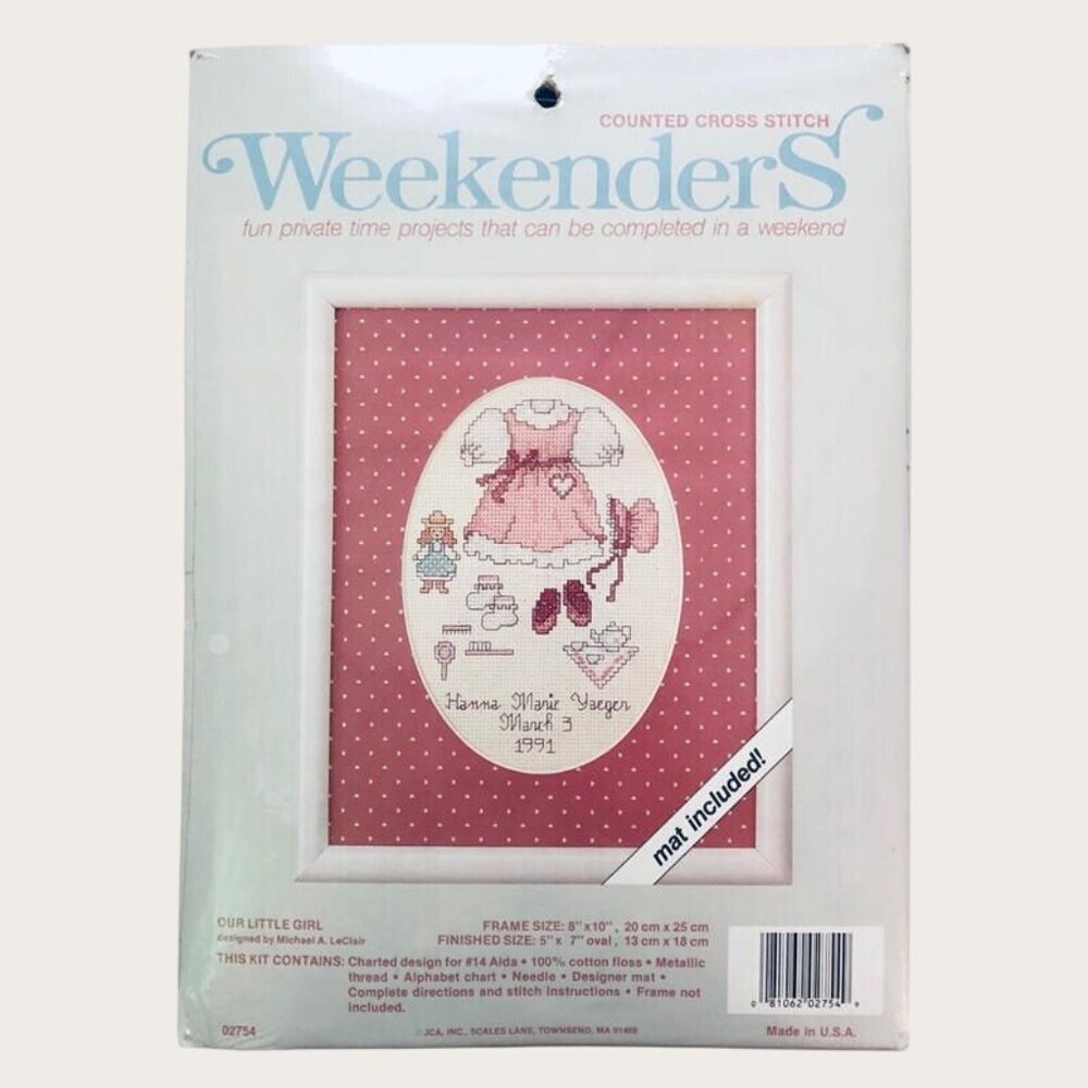 Weekenders Counted Cross Stitch Kit Our Little Girl Granny Core New